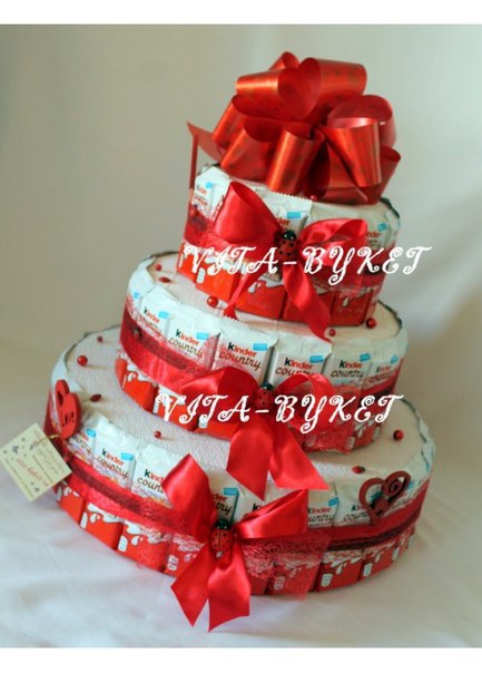 Подарки-тортики из больших конфет: милые идеи