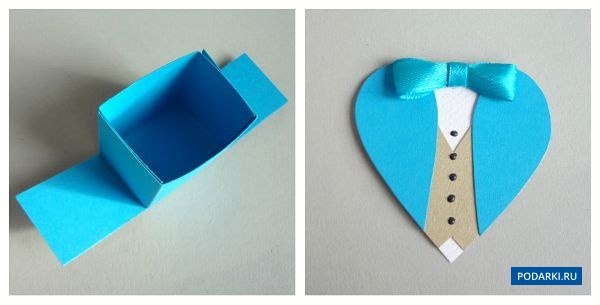 Коробочка-сердечко в виде мужского костюма
