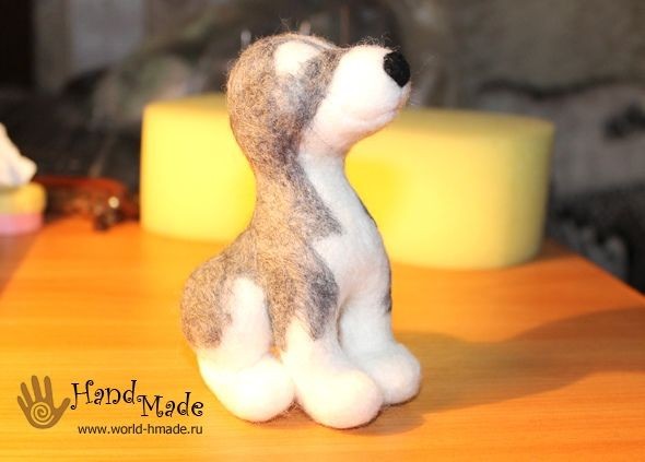 Щенок хаски в технике сухого валяния