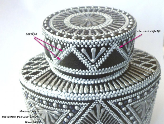 Точечная роспись баночки Точечная роспись баночки