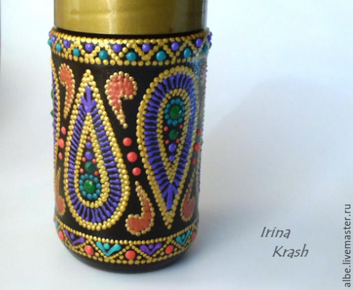 Точечная роспись баночки из-под кофе Точечная роспись баночки из-под кофе