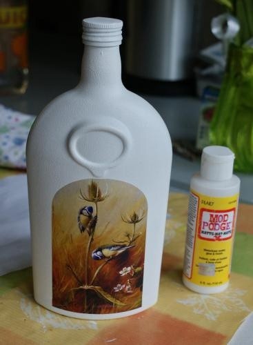 Декоративная бутылка в технике "Терра"
