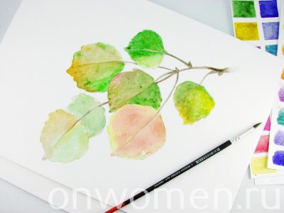 Осенние листья акварелью