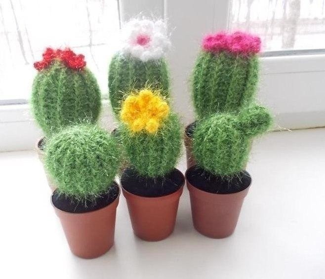Правдоподобные вязаные кактусы: мастер-класс