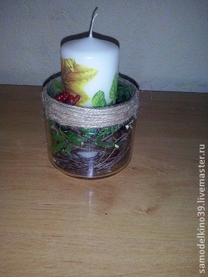 Свеча с плетеным венком вокруг