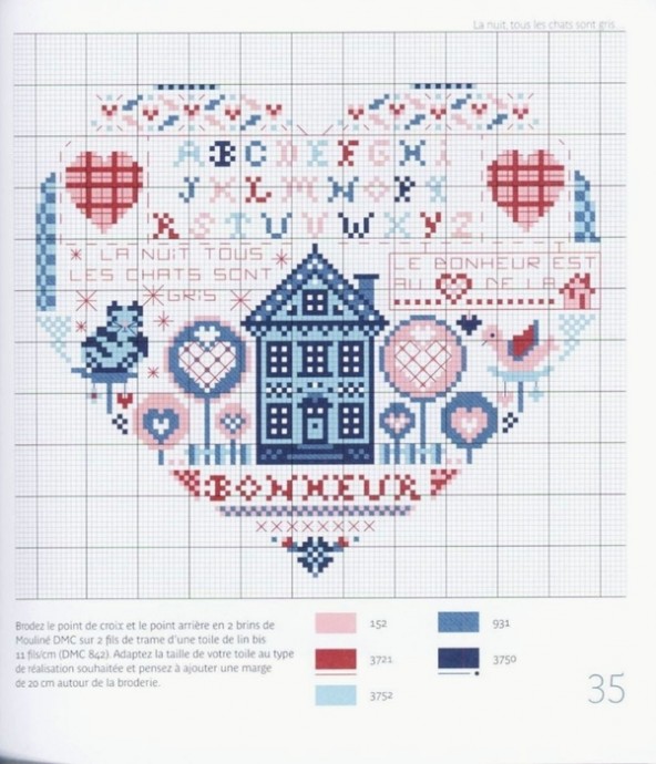 ​Вышивка крестиком очаровательных домиков