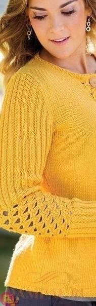 ​Желтый жакет спицами