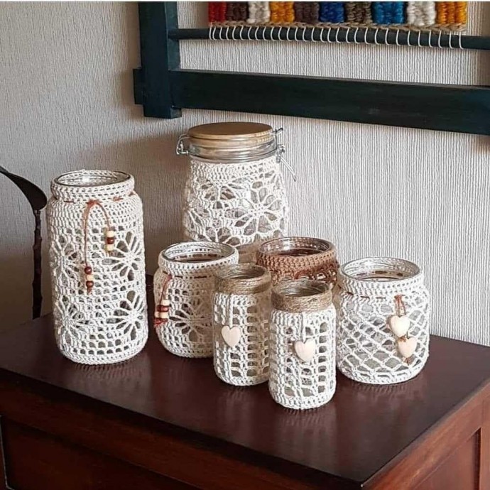 Декор баночек при помощи вязания