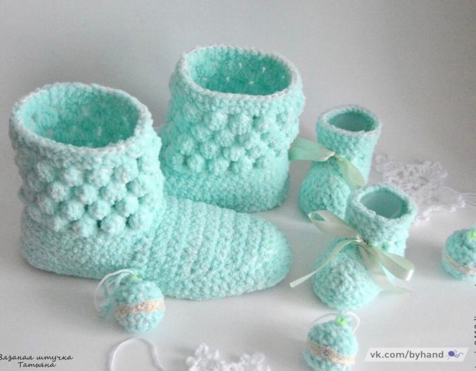 Вяжем уютные домашние сапожки