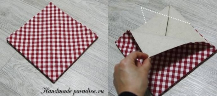 Маленькая корзинка из ткани в технике оригами