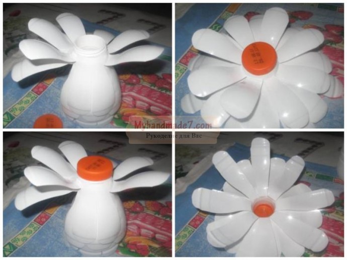 Ромашки из бутылок своими руками