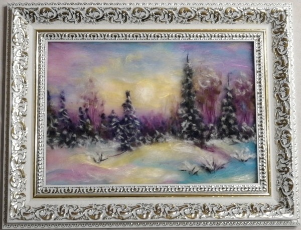 Шерстяная акварель "Зимний вечер"