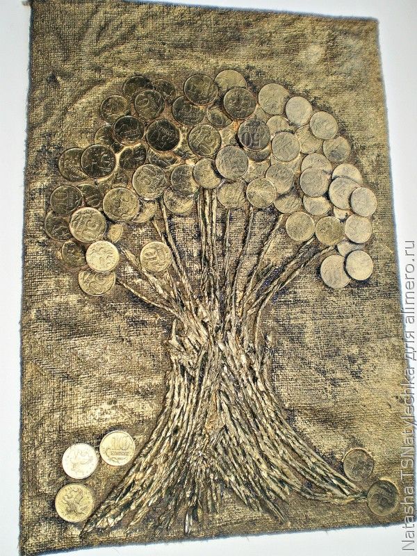 Денежное дерево — картина из монет
