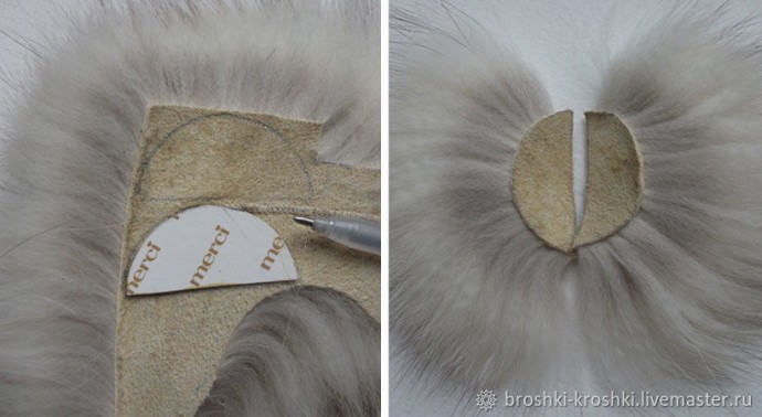 Брошь из кожи и меха