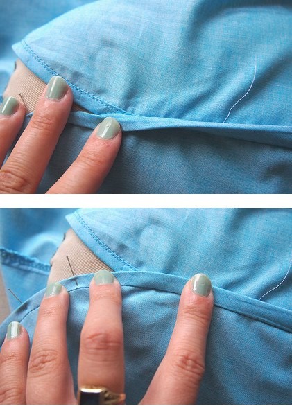 Обработка фигурного края косой бейкой