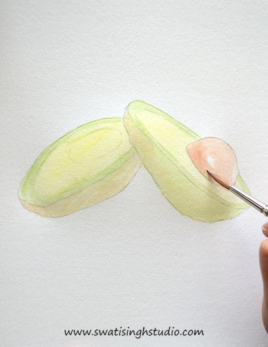 Рисуем авокадо акварелью