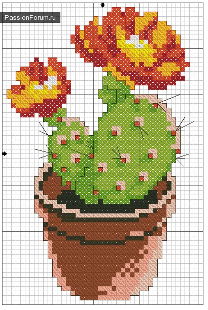 Вышиваем цветущие кактусы