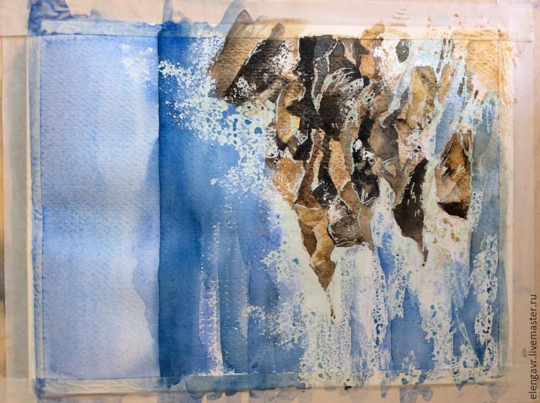 Рисуем морские брызги акварелью