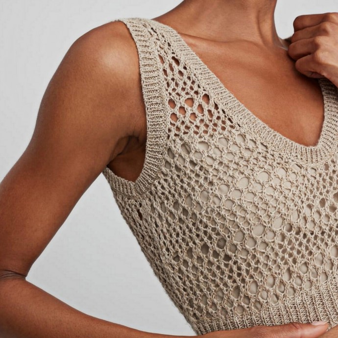 ​Топ и кардиган на основе льна и шелка