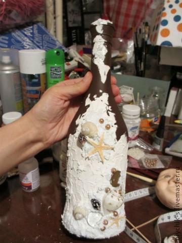 Декор бутылки в стиле "Со дна морского"