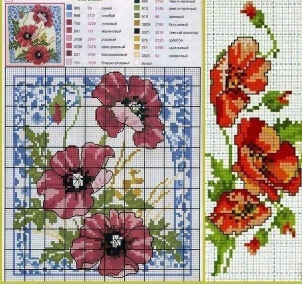 Замечательная яркая идея вышивки: алые маки