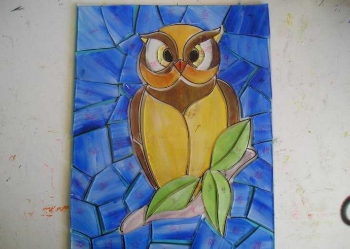 ​Стеклянная мозаика "Сова"