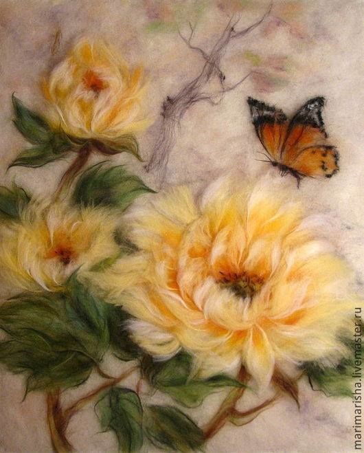 ​Цветы в технике шерстяной акварели: творческие идеи