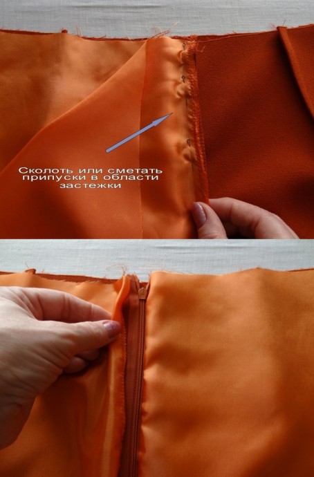 ​Обработка застежки юбки подкладкой
