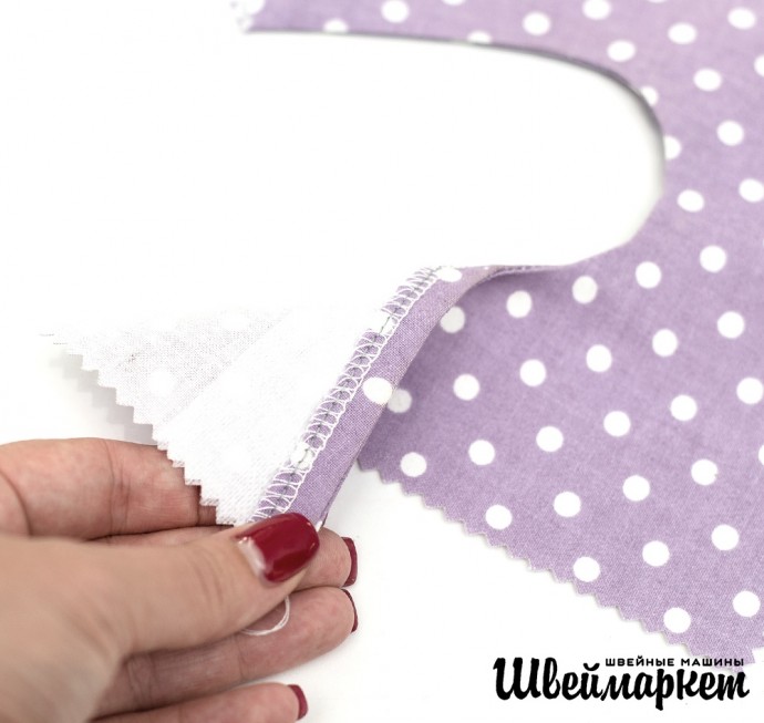 Обработка разреза застежки "капля" обтачкой