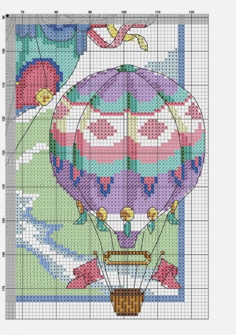Схема для вышивки крестиком яркой картины с воздушными шарами