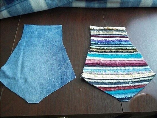 ​Рюкзачок из джинсов и кромок ткани