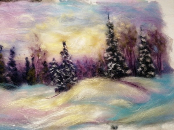 Шерстяная акварель "Зимний вечер"