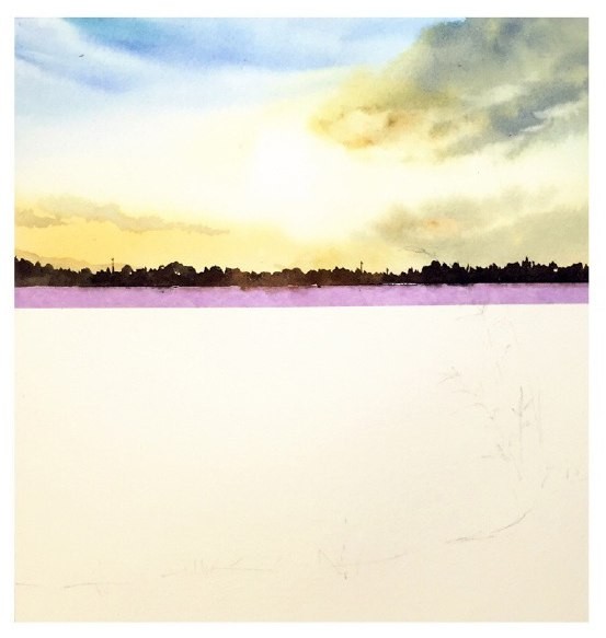 Рисуем пейзаж с дорожкой на воде Рисуем пейзаж с дорожкой на воде