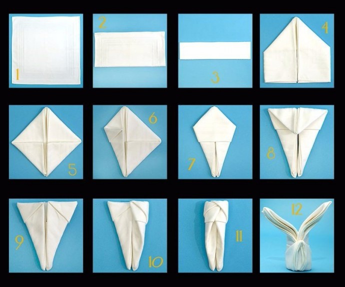 Зайчик в технике оригами из салфеток