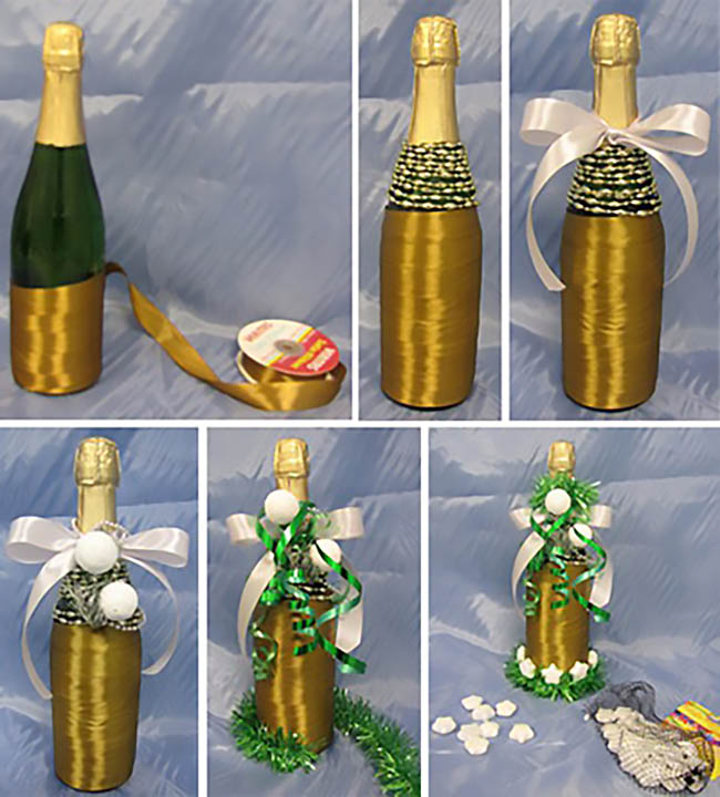 Бутылки: оригинальная упаковка к новому году