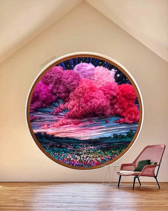 ​Вышитые шерстью объемные пейзажи