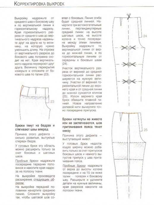Исправление дефектов выкройки брюк