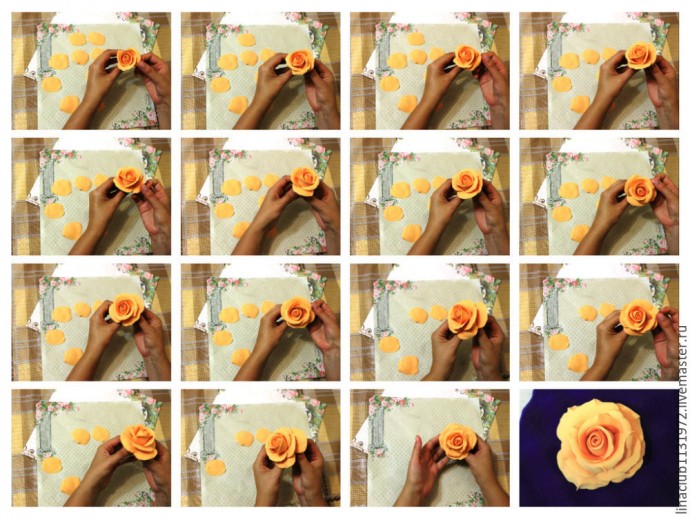 ​Шкатулка с букетом цветов из полимерной глины в осенних тонах