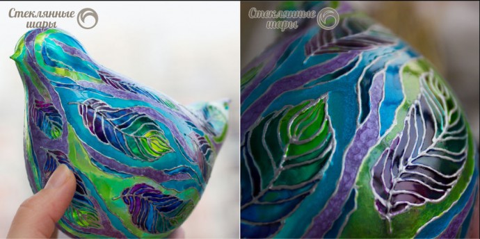 Витражная птичка