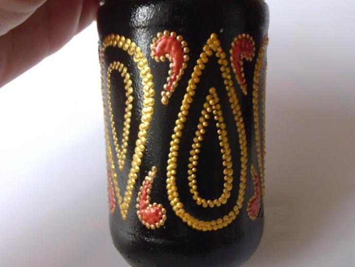 Точечная роспись баночки из-под кофе Точечная роспись баночки из-под кофе