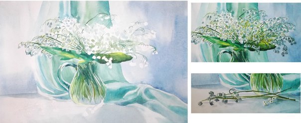 Рисуем ландыши в вазоне