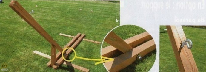 Стойка из дерева для гамака на дачу