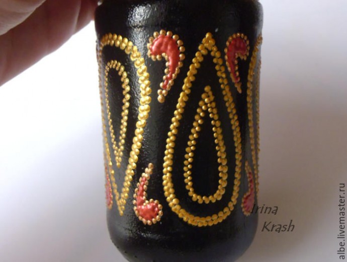 Точечная роспись баночки из-под кофе Точечная роспись баночки из-под кофе