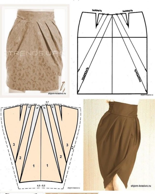 Моделирование юбки со складками и фигурным поясом