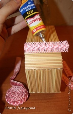 Шкатулка из шпажек "Розовое настроение"