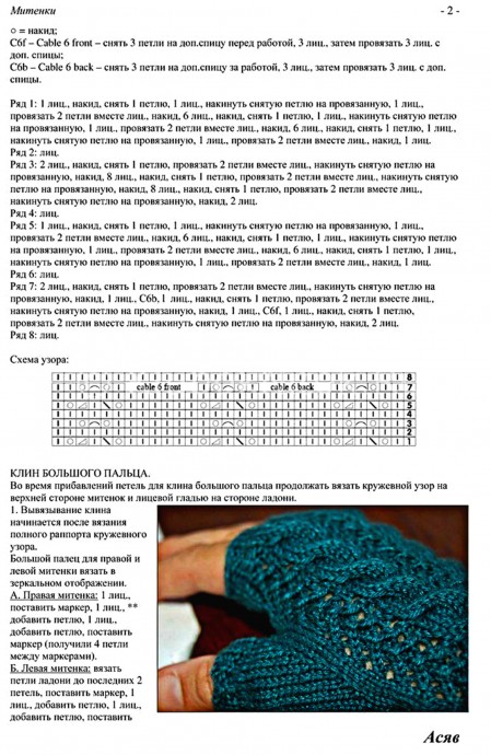 Много идей теплых и красивых митенок со схемами