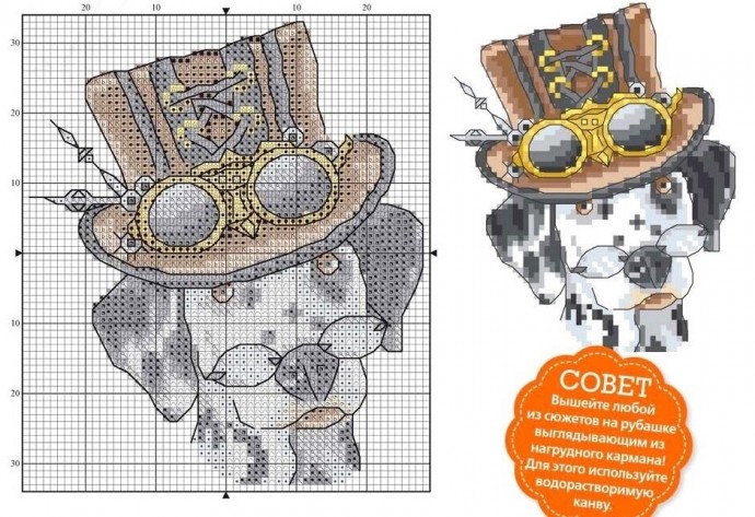 Вышивка крестиком в стиле стимпанк
