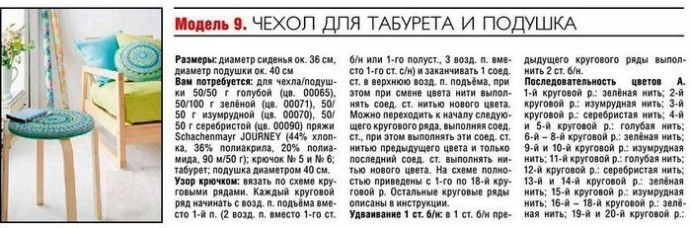 ​Вязаная сидушка на табурет