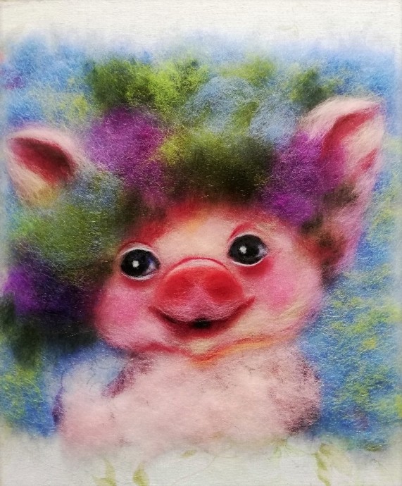 Шерстяная акварель: мастер-класс по изготовлению веселой свинки