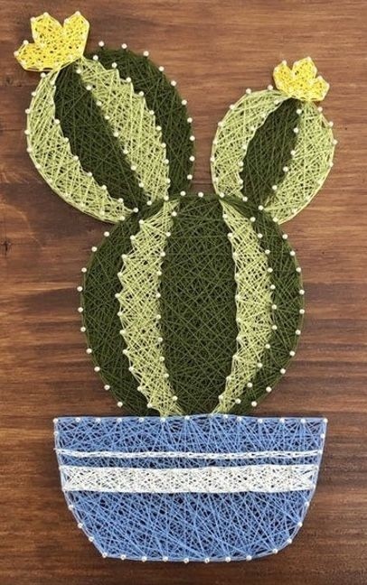 Идеи создания кактусов в технике стринг-арт
